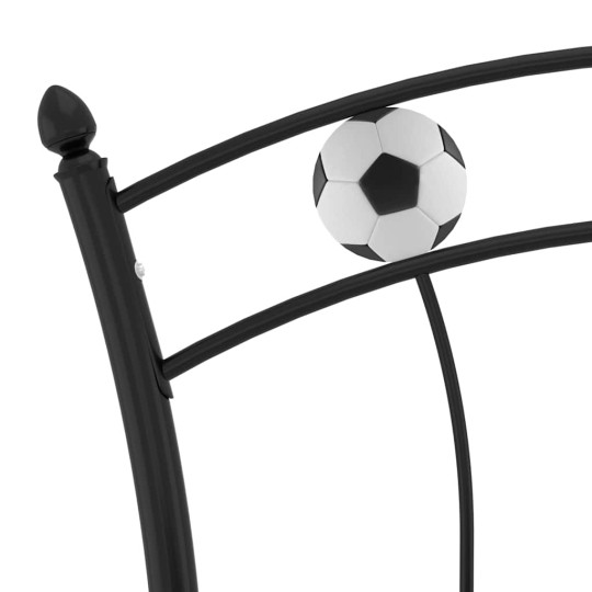Единично метално легло STRIKER с футболни мотиви, черно