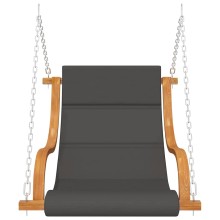 Градинска люлка от извито дърво масив с възглавница в тъмносиво и естествен дъб