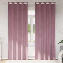 Кадифени завеси в цвят античнорозово с метални халки, 2 бр., 140 x 260 см