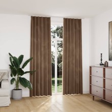 Кадифени завеси в цвят бежов с перделък, 2 бр., 140 x 245 см
