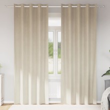 Кадифени завеси в цвят светлобежов с метални халки, 2 бр., 140 x 260 см