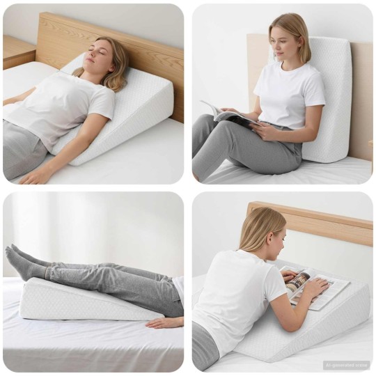 Клиновидна възглавница за легло Bed Wedge Memory, 69 x 64 x 19 см, бяла