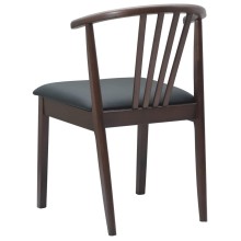 Комплект от 2 трапезни стола тип кресла в стил Mid-Century Modern от масивно каучуково дърво и черна еко кожа