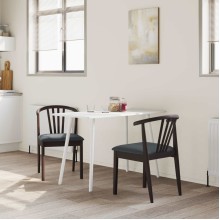 Комплект от 2 трапезни стола тип кресла в стил Mid-Century Modern от масивно каучуково дърво и черна еко кожа