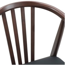 Комплект от 2 трапезни стола тип кресла в стил Mid-Century Modern от масивно каучуково дърво и черна еко кожа