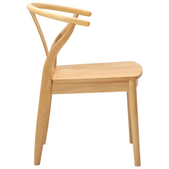 Комплект от 2 трапезни стола тип кресла в стил Mid-Century Modern от масивно каучуково дърво в натурален цвят