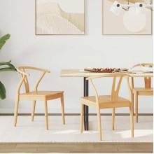 Комплект от 2 трапезни стола тип кресла в стил Mid-Century Modern от масивно каучуково дърво в натурален цвят