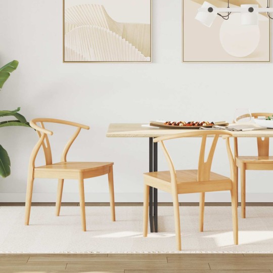 Комплект от 2 трапезни стола тип кресла в стил Mid-Century Modern от масивно каучуково дърво в натурален цвят