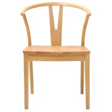 Комплект от 2 трапезни стола тип кресла в стил Mid-Century Modern от масивно каучуково дърво в натурален цвят