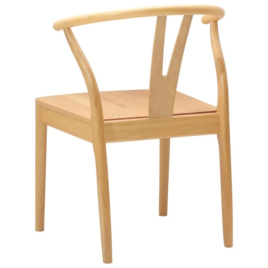 Комплект от 2 трапезни стола тип кресла в стил Mid-Century Modern от масивно каучуково дърво в натурален цвят