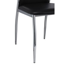Комплект от 2 трапезни стола в стил Contemporary Minimalist от черна еко кожа и хромирана стомана