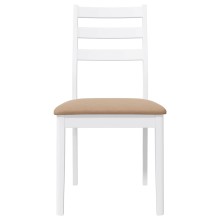 Комплект от 2 трапезни стола в стил Modern Rustic от масивно каучуково дърво в бяло и кафяв текстил