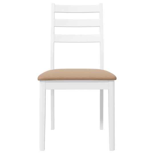 Комплект от 2 трапезни стола в стил Modern Rustic от масивно каучуково дърво в бяло и кафяв текстил