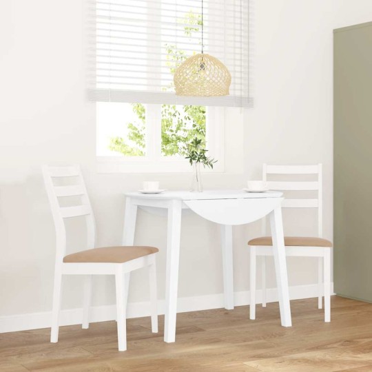 Комплект от 2 трапезни стола в стил Modern Rustic от масивно каучуково дърво в бяло и кафяв текстил