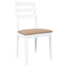Комплект от 2 трапезни стола в стил Modern Rustic от масивно каучуково дърво в бяло и кафяв текстил