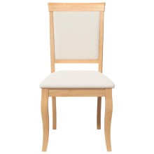 Комплект от 2 трапезни стола в стил Transitional Classic от масивно каучуково дърво в естествен цвят и кремав текстил