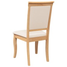Комплект от 2 трапезни стола в стил Transitional Classic от масивно каучуково дърво в естествен цвят и кремав текстил