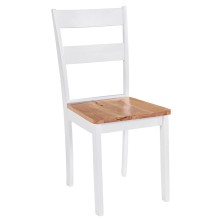 Комплект от 4 трапезни стола в провинциален рустик стил от масивно каучуково дърво в бяло и естествен цвят