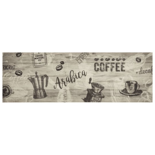 Кухненско килимче Coffee, сиво, 60x180 см, кадифе