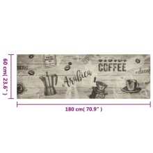 Кухненско килимче Coffee, сиво, 60x180 см, кадифе