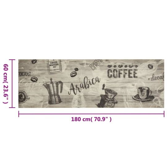 Кухненско килимче Coffee, сиво, 60x180 см, кадифе