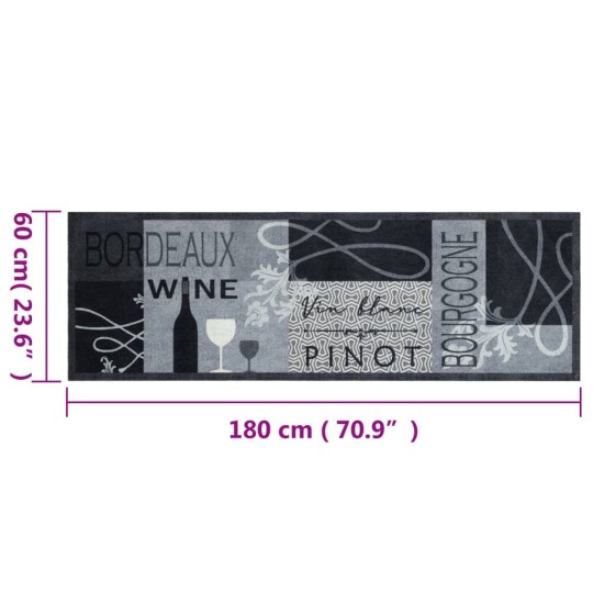 Кухненско килимче Retro Wine, сиво, 60x180 см, кадифе