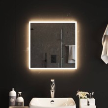LED стенно огледало за баня с периферна светеща рамка и USB захранване, 50x50 см