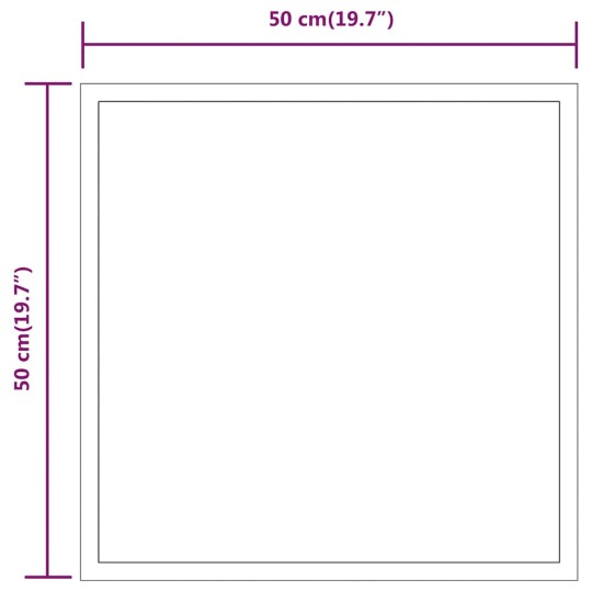 LED стенно огледало за баня с периферна светеща рамка и USB захранване, 50x50 см
