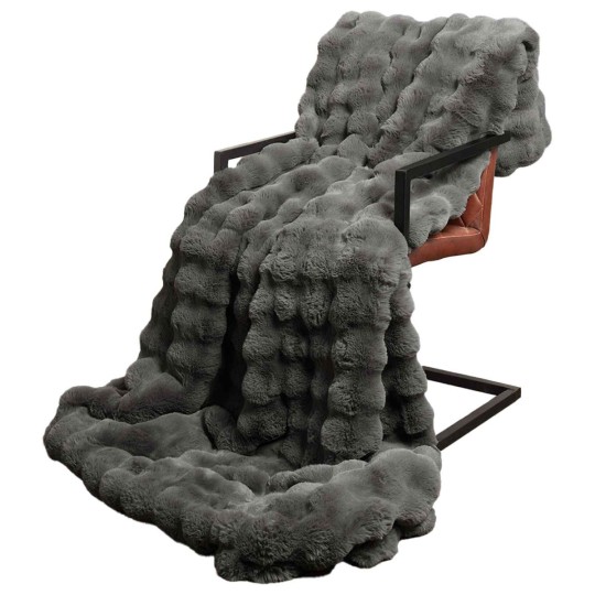 Луксозно покривало за легло тип заешка кожа Olite, тъмносиво