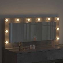 Настолно тоалетно огледало с Холивуд LED осветление циментено сиво 100 x 45 см