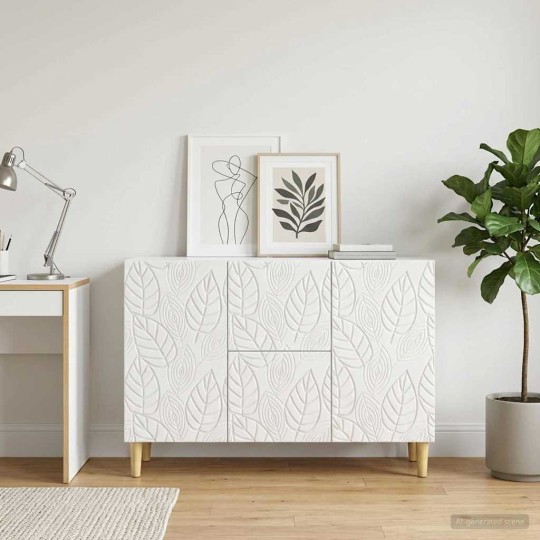 Нисък шкаф FLORA с 2 врати и 2 чекмеджета, бял гланц, 89 x 34,5 x 60 см