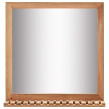 Огледало за баня от масивно орехово дърво с вграден рафт, 60x12x62 см