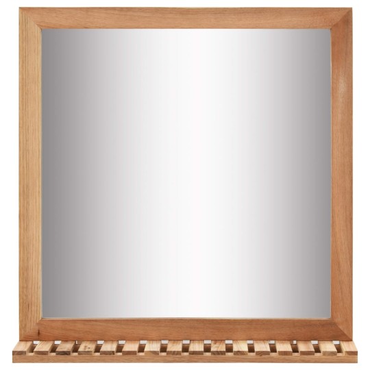 Огледало за баня от масивно орехово дърво с вграден рафт, 60x12x62 см