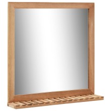 Огледало за баня от масивно орехово дърво с вграден рафт, 60x12x62 см