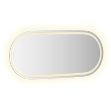 Овално LED стенно огледало за баня с USB захранване и периферна рамка, 100x45 см