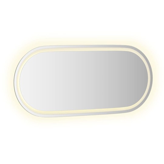 Овално LED стенно огледало за баня с USB захранване и периферна рамка, 100x45 см