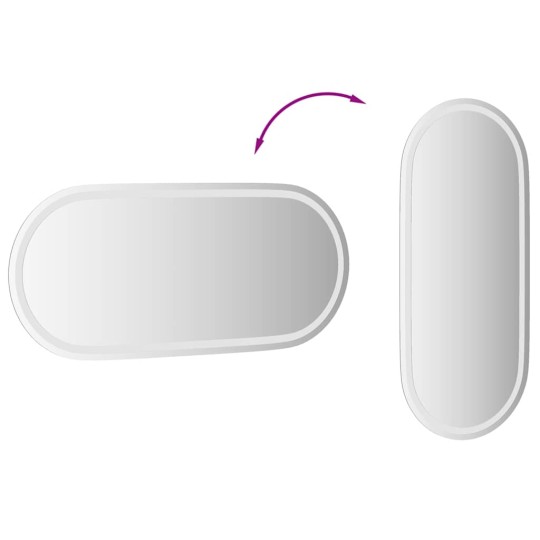 Овално LED стенно огледало за баня с USB захранване и периферна рамка, 100x45 см