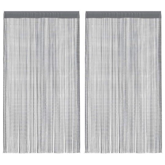Пердета с ресни в цвят антрацит за тръбен корниз, 2 бр., 140 x 250 см