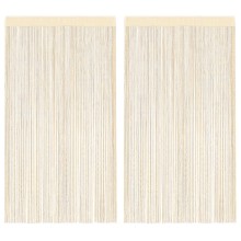Пердета с ресни в цвят кремав за тръбен корниз, 2 бр., 140 x 250 см