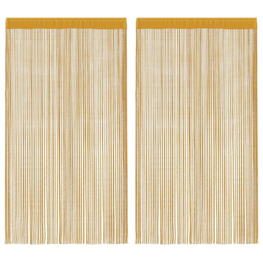 Пердета с ресни в цвят златен за тръбен корниз, 2 бр., 100 x 250 см