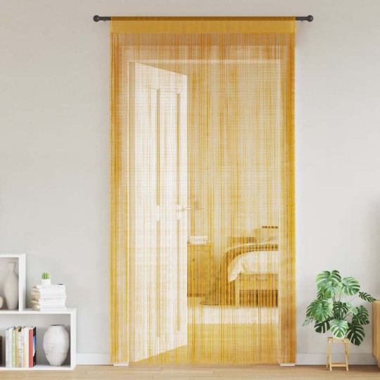 Пердета с ресни в цвят златен за тръбен корниз, 2 бр., 100 x 250 см