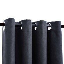 Плътни завеси в цвят антрацит с метални халки, 2 бр., 140 x 245 см