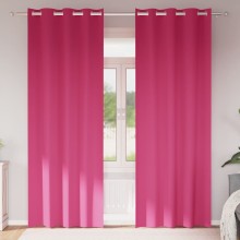 Плътни завеси в цвят фуксия с метални халки, 2 бр., 140 x 245 см