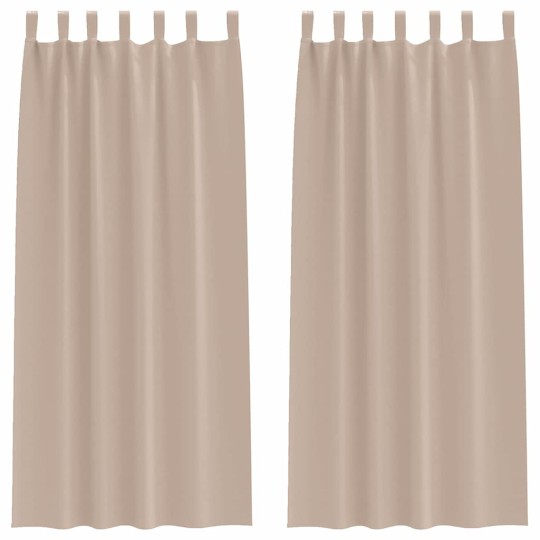 Плътни завеси в цвят таупе с текстилни гайки (уши), 2 бр., 140 x 225 см