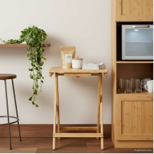Помощна сгъваема маса в стил Eco Minimalist, бамбук масив, 40 x 30 см