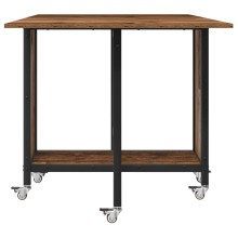 Сгъваема трапезна маса в стил Industrial Modern, ЛПДЧ рустик дъб на колелца, 130 x 80 см