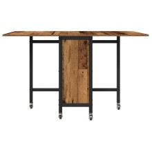 Сгъваема трапезна маса в стил Industrial Modern, ЛПДЧ рустик дъб на колелца, 130 x 80 см