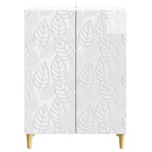 Шкаф FLORA с 2 врати и флорални фронтове, бял гланц, 66 x 34,5 x 90 см