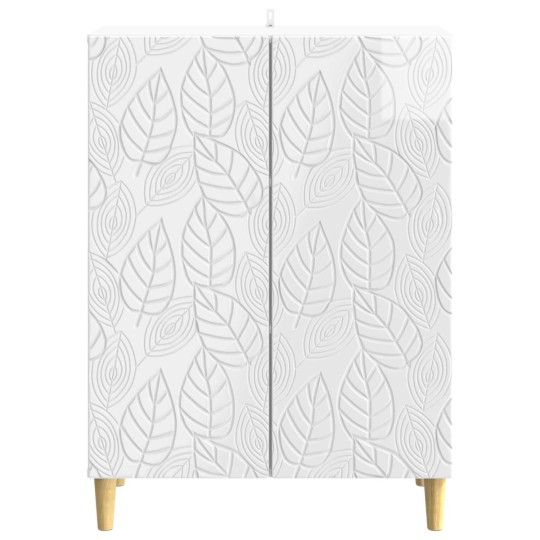 Шкаф FLORA с 2 врати и флорални фронтове, бял гланц, 66 x 34,5 x 90 см