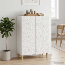 Шкаф FLORA с 2 врати и флорални фронтове, бял гланц, 66 x 34,5 x 90 см